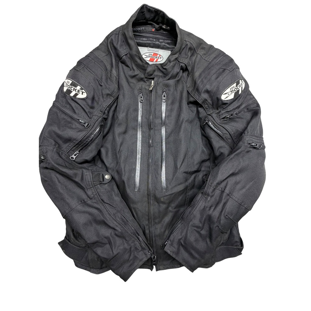 Joe Rocket Mens Motorcycle biker Jacket w Lining Black Mesh Vents Full Zip Sz M